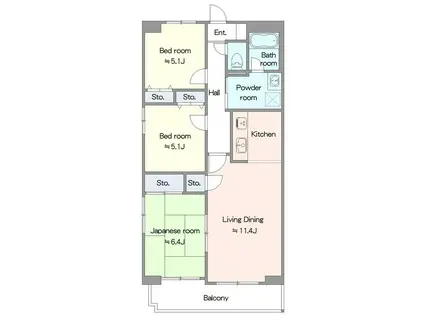 クレストコート(3LDK/4階)の間取り写真