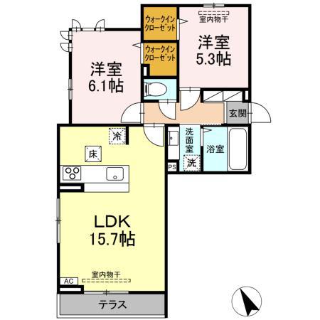 メゾン・ロワール(2LDK/2階)の間取り写真