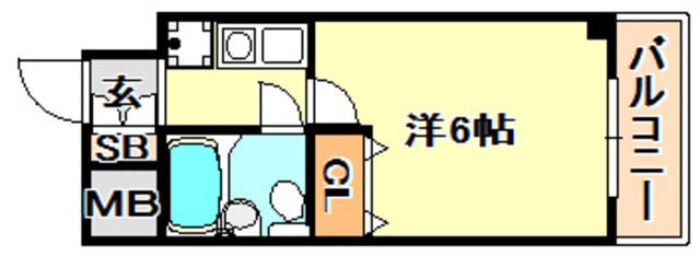 ダイアパレス水木通弐番館(1K/5階)の間取り写真