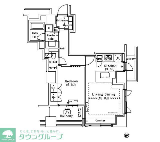 パークアクシス代官山(1LDK/9階)の間取り写真