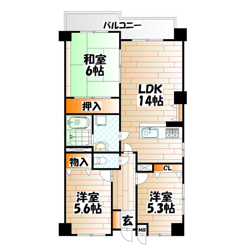 アメニティ藤松(3LDK/6階)の間取り写真