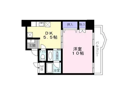 ファーストパレス仙台(1DK/3階)の間取り写真