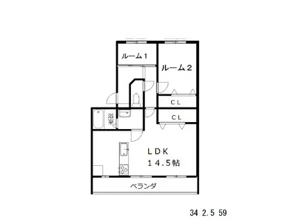 コーポ緑ヶ丘(1LDK/3階)の間取り写真