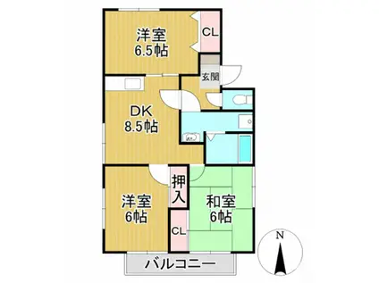 セジュール森(3DK/2階)の間取り写真