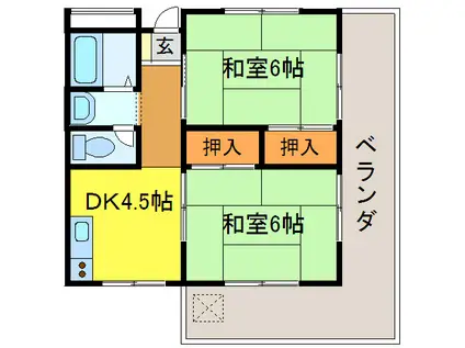 水月コーポ(2DK/2階)の間取り写真