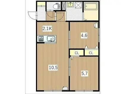ロワ・クラッセ (2LDK/2階)の間取り写真