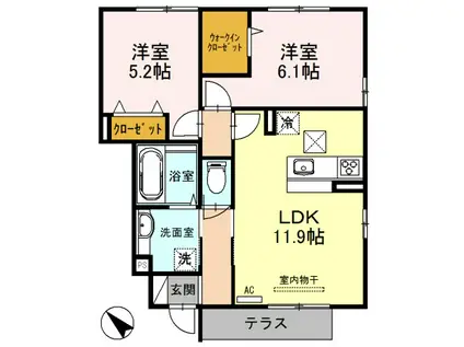 AILE DORE(2LDK/1階)の間取り写真