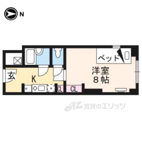 コスモリード京都今出川(1K/6階)の間取り写真