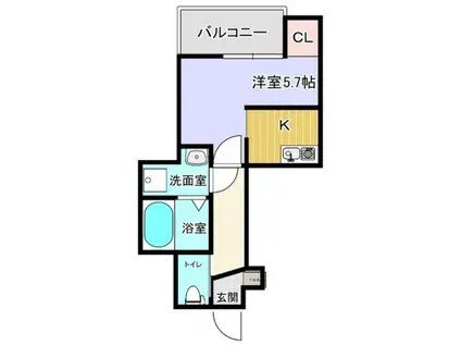 カーサフォルトゥナート堺石津駅前(1K/2階)の間取り写真