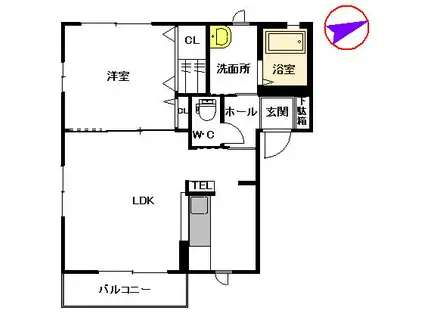 ラフォーレ栄 B棟(1LDK/2階)の間取り写真