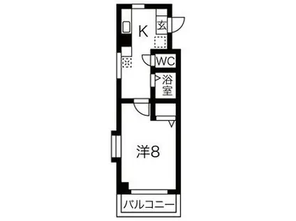 ラ・グラシューズ(1DK/3階)の間取り写真