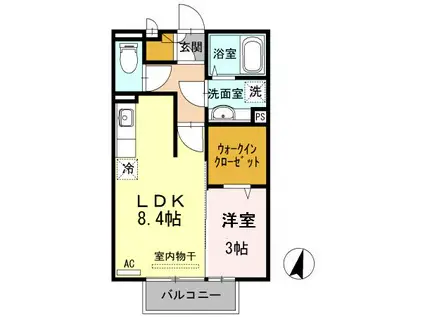 イルマーレ(1LDK/2階)の間取り写真
