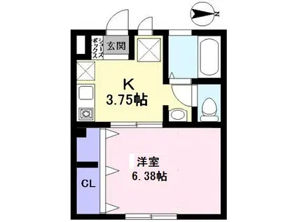 コスタデルソル(1K/1階)の間取り写真
