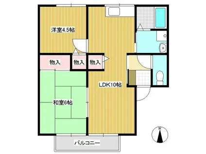 シティハイムピュアットA(2LDK/1階)の間取り写真