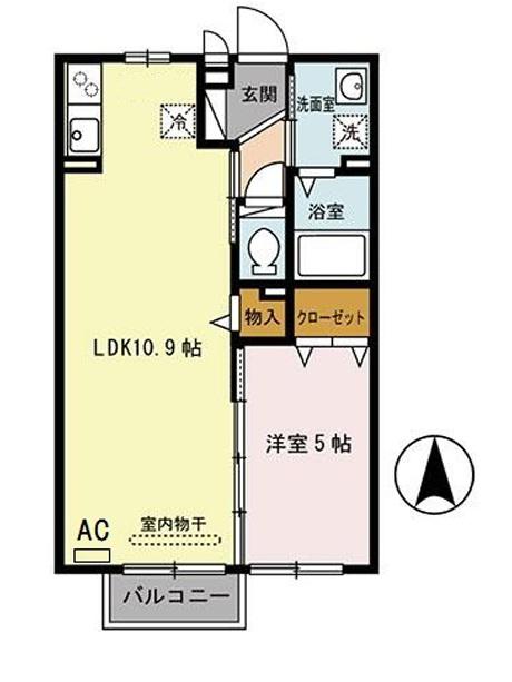 セジュールモナリエ篠山(1LDK/2階)の間取り写真