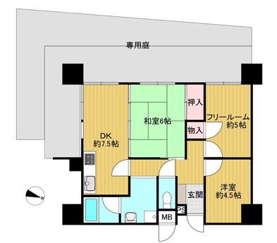 クリーンピア英賀保(3DK/1階)の間取り写真