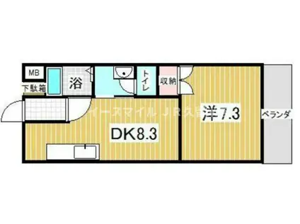インポート久留米ルビーI(1DK/3階)の間取り写真