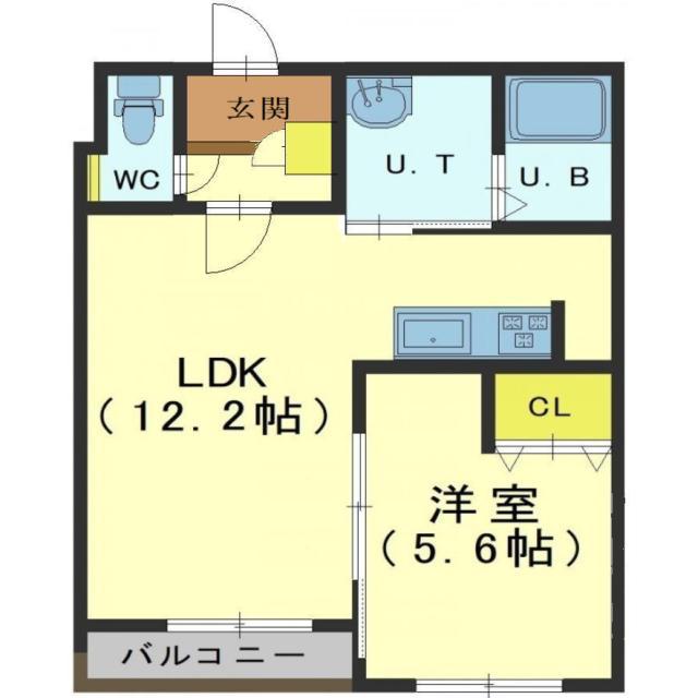 インフィニティ五稜郭公園(1LDK/1階)の間取り写真