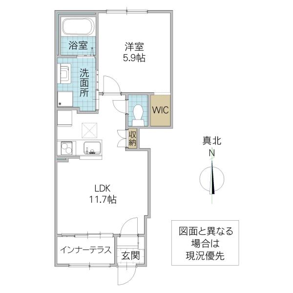 ハレレア(1LDK/1階)の間取り写真