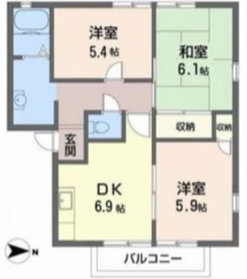 サンプライム阪南(3DK/2階)の間取り写真