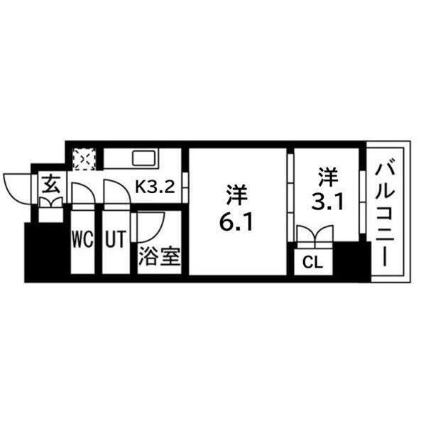 ウエリスアーバン守口(2K/7階)の間取り写真