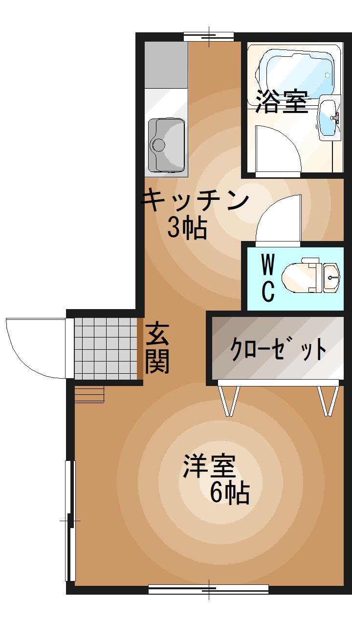 イーストグリーンハイツI(1DK/2階)の間取り写真