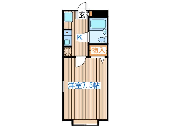 渡信ハイツ(1K/1階)の間取り写真