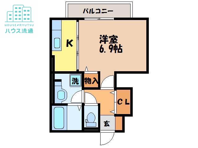 カーサデラルス A棟(1K/1階)の間取り写真
