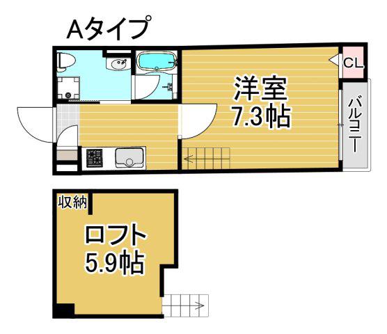 アクセル住之江(1K/1階)の間取り写真