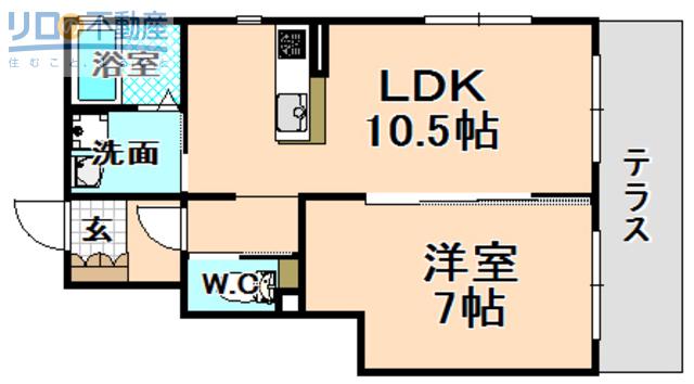 スモーミみやのまえ(1LDK/1階)の間取り写真