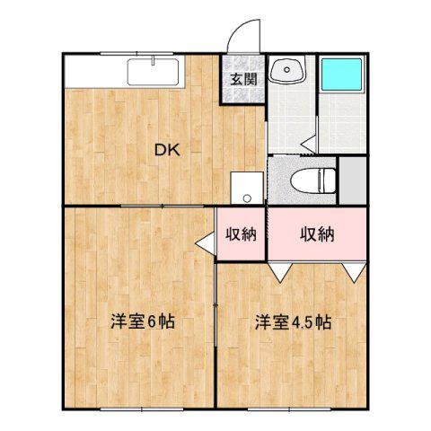 コーポ幸(2DK/1階)の間取り写真