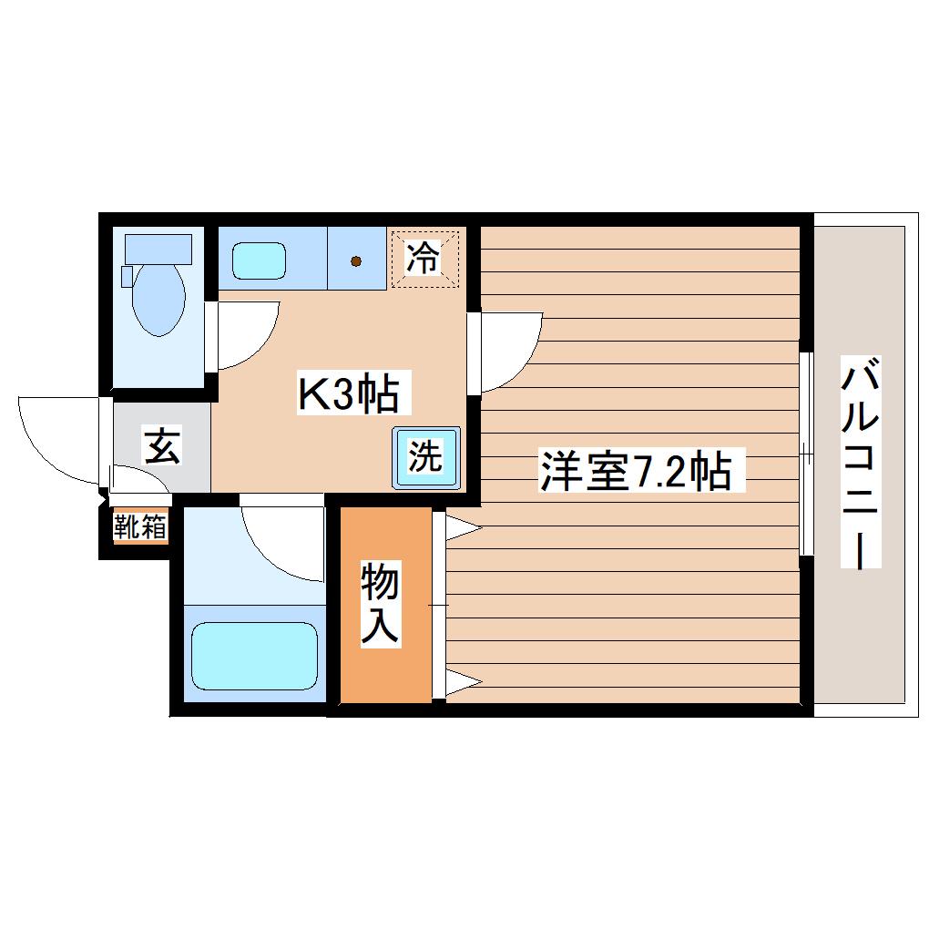 ガーデンプレイスT&T(1K/3階)の間取り写真
