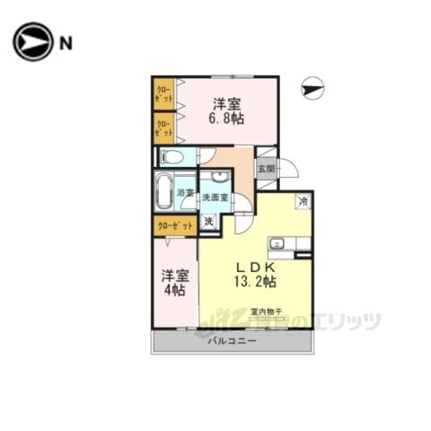MEDUSELD北棟南棟(2LDK/2階)の間取り写真