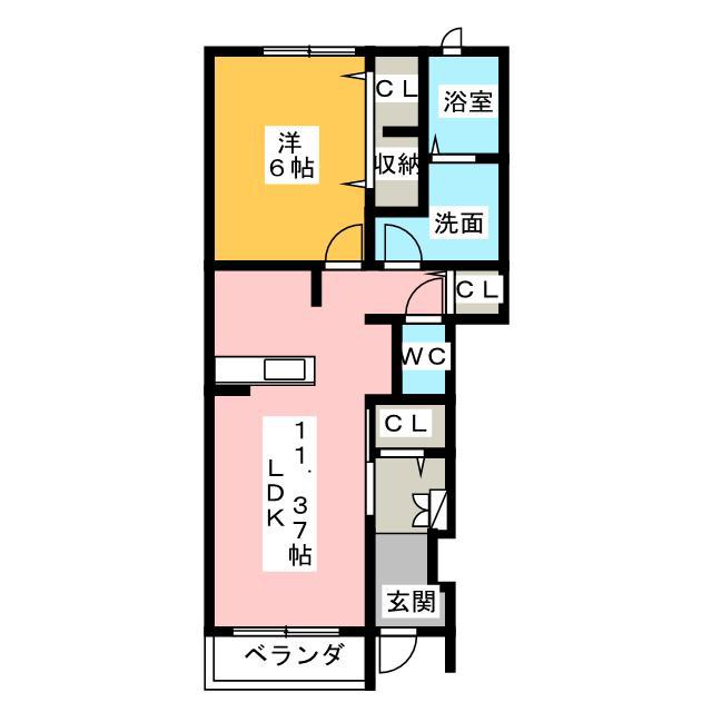 フォーシーズンズ(1LDK/1階)の間取り写真