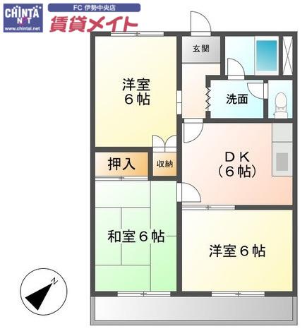 レジデンスモトマチ(3DK/3階)の間取り写真