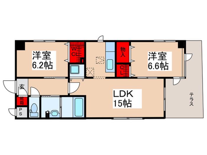 HANAMIZUKIお花茶屋(2LDK/1階)の間取り写真