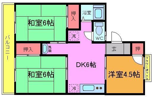 サンハイツI(3DK/1階)の間取り写真