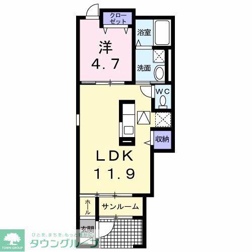 エスポワール(1LDK/1階)の間取り写真