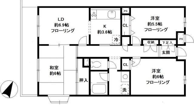 ファインコート3110(3LDK/4階)の間取り写真