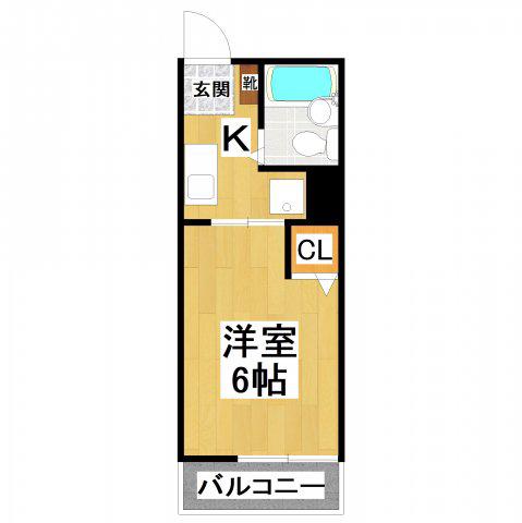 アミチミエII(1K/1階)の間取り写真