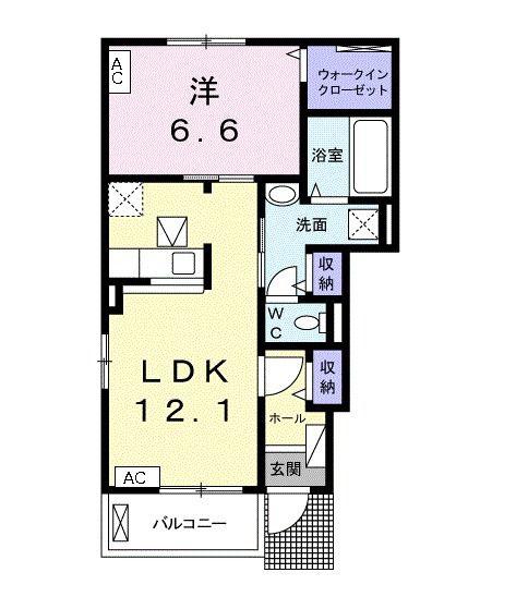 シャトーアンジュI(1LDK/1階)の間取り写真