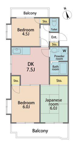 プレミール東所沢(3DK/4階)の間取り写真