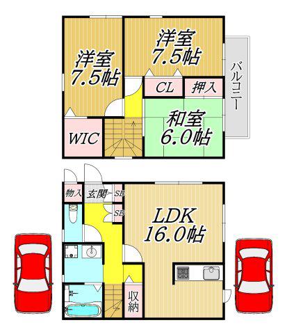 フローラ(3LDK/1階)の間取り写真