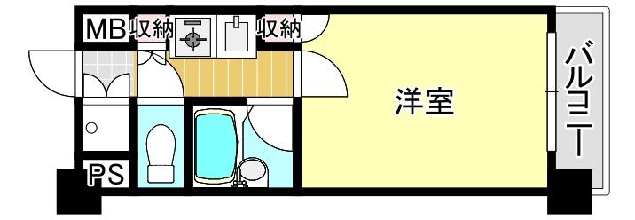 ダイアパレス通町(1K/9階)の間取り写真