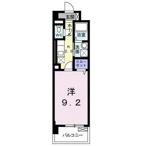 ポエム藤の木(1K/2階)の間取り写真