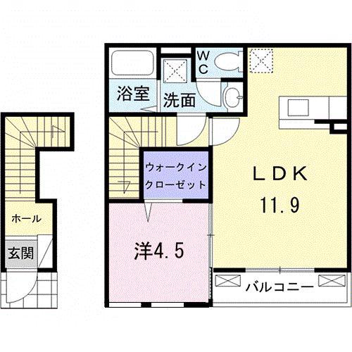 グレイシャス(1LDK/2階)の間取り写真