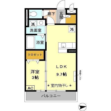 ニエット(1LDK/2階)の間取り写真