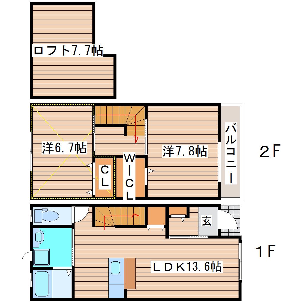ホワイトキャッスルY&K(2LDK/1階)の間取り写真