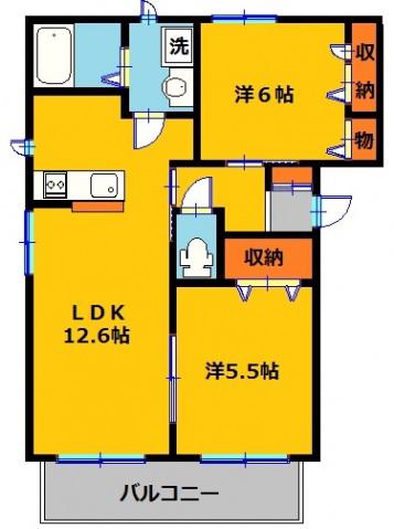 ノーブルコート1(2LDK/1階)の間取り写真