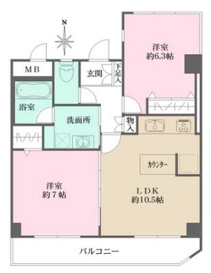 パレロイヤルビル(2LDK/8階)の間取り写真